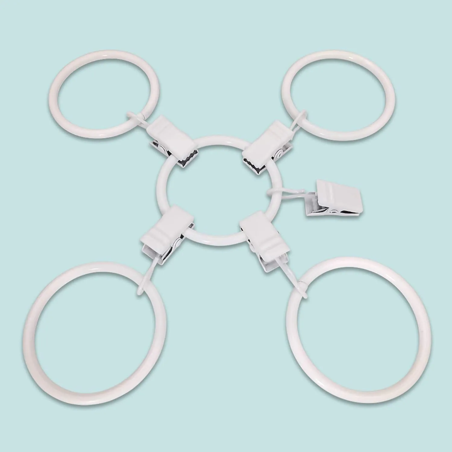 100 Pack Metal Curtain Rings with Clips, Drapery Clips Hooks, Decorative Curtain Rod Clips 1.5 in Interior Diameter, Rustproof White