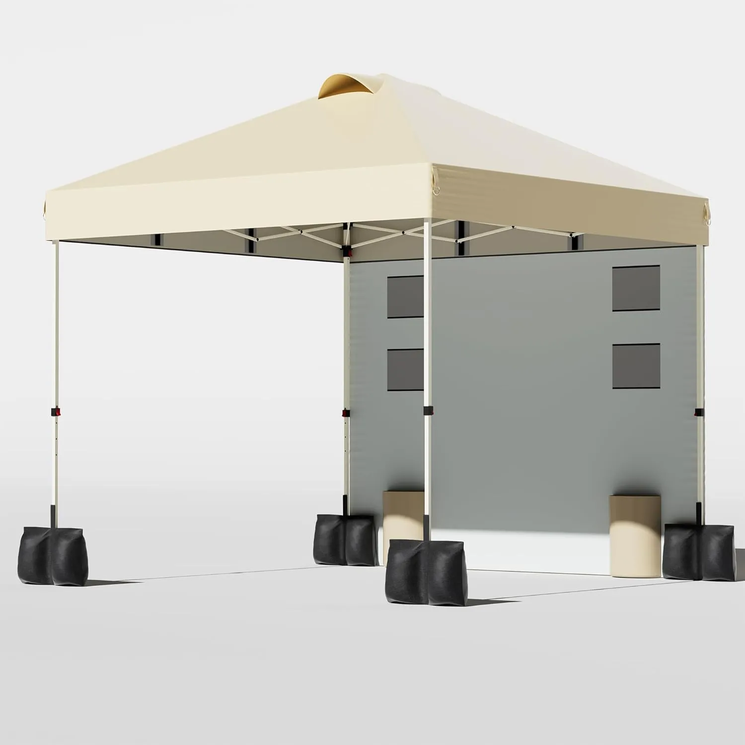 10'x10' Pop Up Canopy Tent Outdoor Sun Shade Garden Instant Canopy with Pockets Sidewall,4 Ropes, 8 Stakes,4 Weight Bags Esay Up Sun Shelter Patio Camping Beach Canopy Tents, Khaki