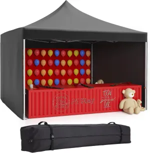 10x10ft Commercial Canopy Tent,Instant Pop Up Gazebo with 3 Sidewalls, Windows, Wheeled Carry Bag, Stakes, and Ropes - Perfect Outdoor Shelter for Parties, Events(Black)