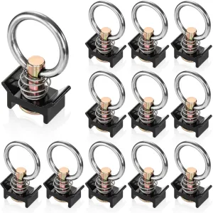 12 Pack Single Stud Fitting for L Track, L Track Tie Down O Ring, L Track Accessories Stainless Steel, Reusable Keeper Cargo Control 360 Degree Round Ring for Airline Logistic, Easy to Use