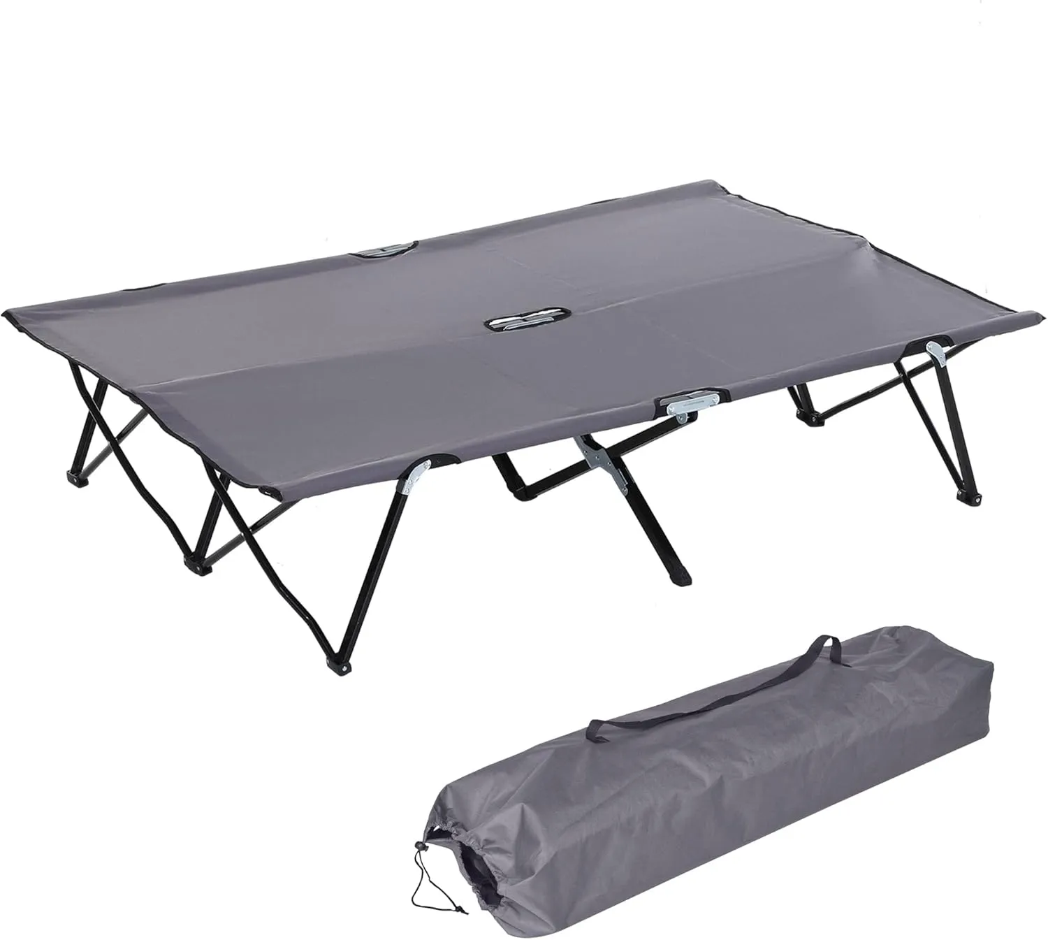 2-Person Folding Camping Cot for Adults, 50" Wide Elevated Cot, Portable