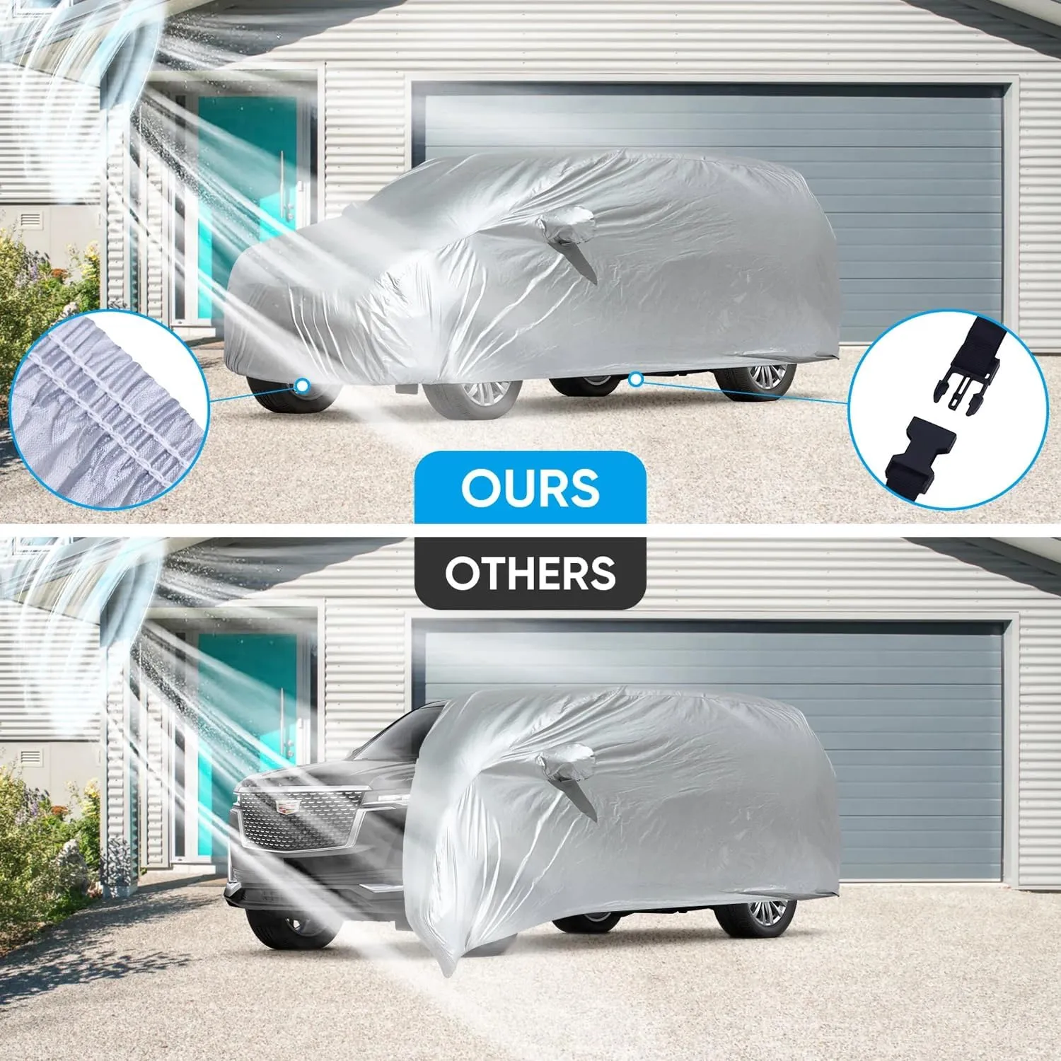 5-Layer All-Weather Waterproof Light-Weight Car Cover for Acura RDX.Full Car Cover Outdoor Waterproof Sun Rain Snow Hail Protection,with a Free Storage Bag (Silver 2007-2012)