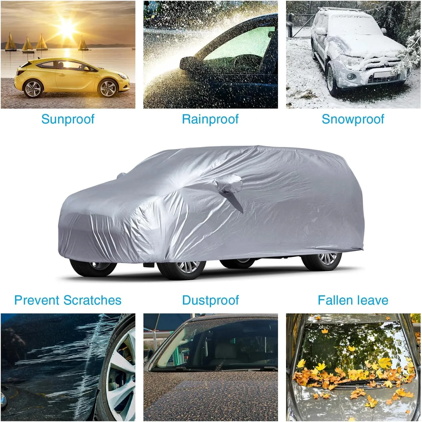 5-Layer All-Weather Waterproof Light-Weight Car Cover for Acura RDX.Full Car Cover Outdoor Waterproof Sun Rain Snow Hail Protection,with a Free Storage Bag (Silver 2007-2012)