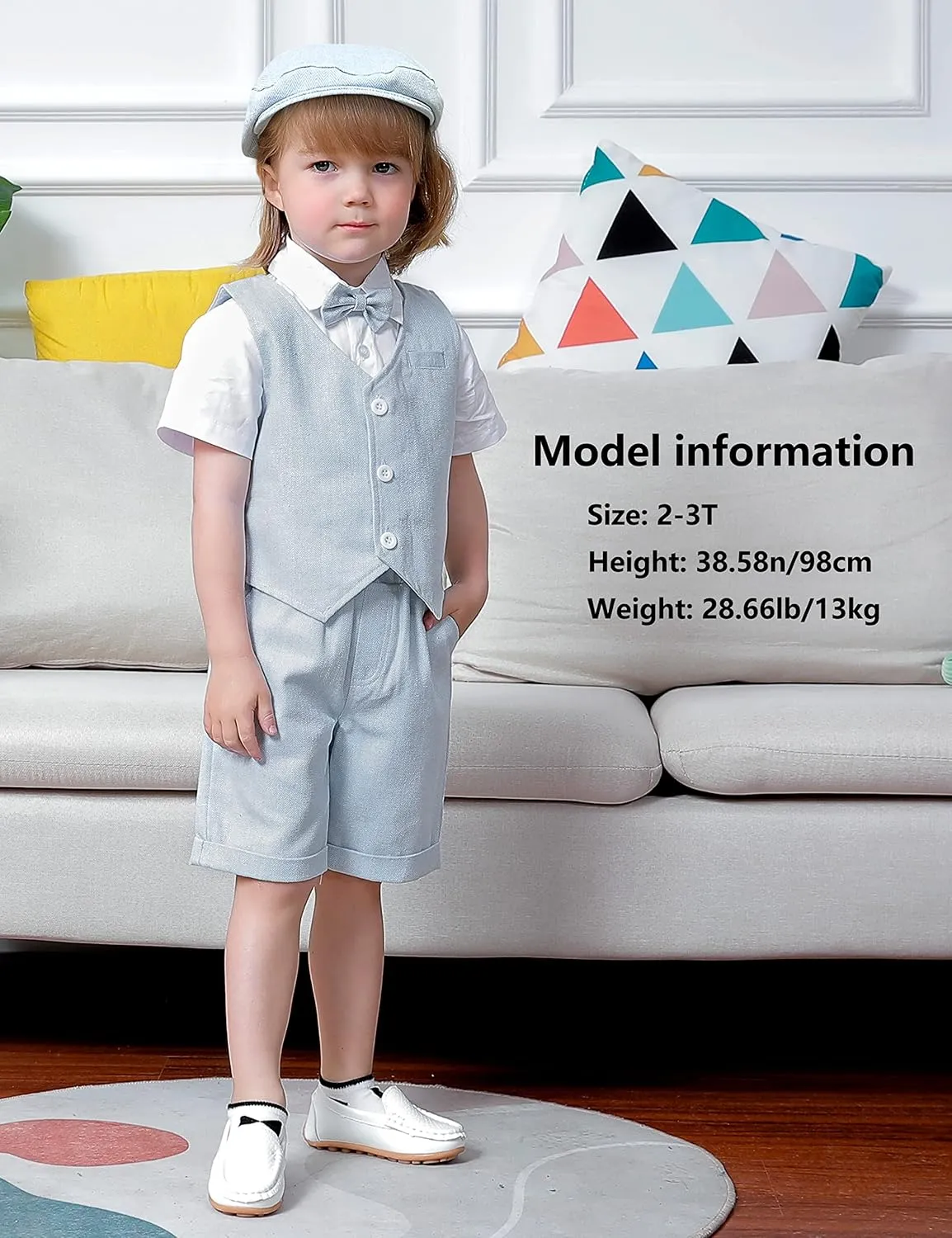 A&J DESIGN 5pcs Baby & Toddler Suit, 12 Months - 6 Years, Shirt & Shorts & Vest & Bow Tie