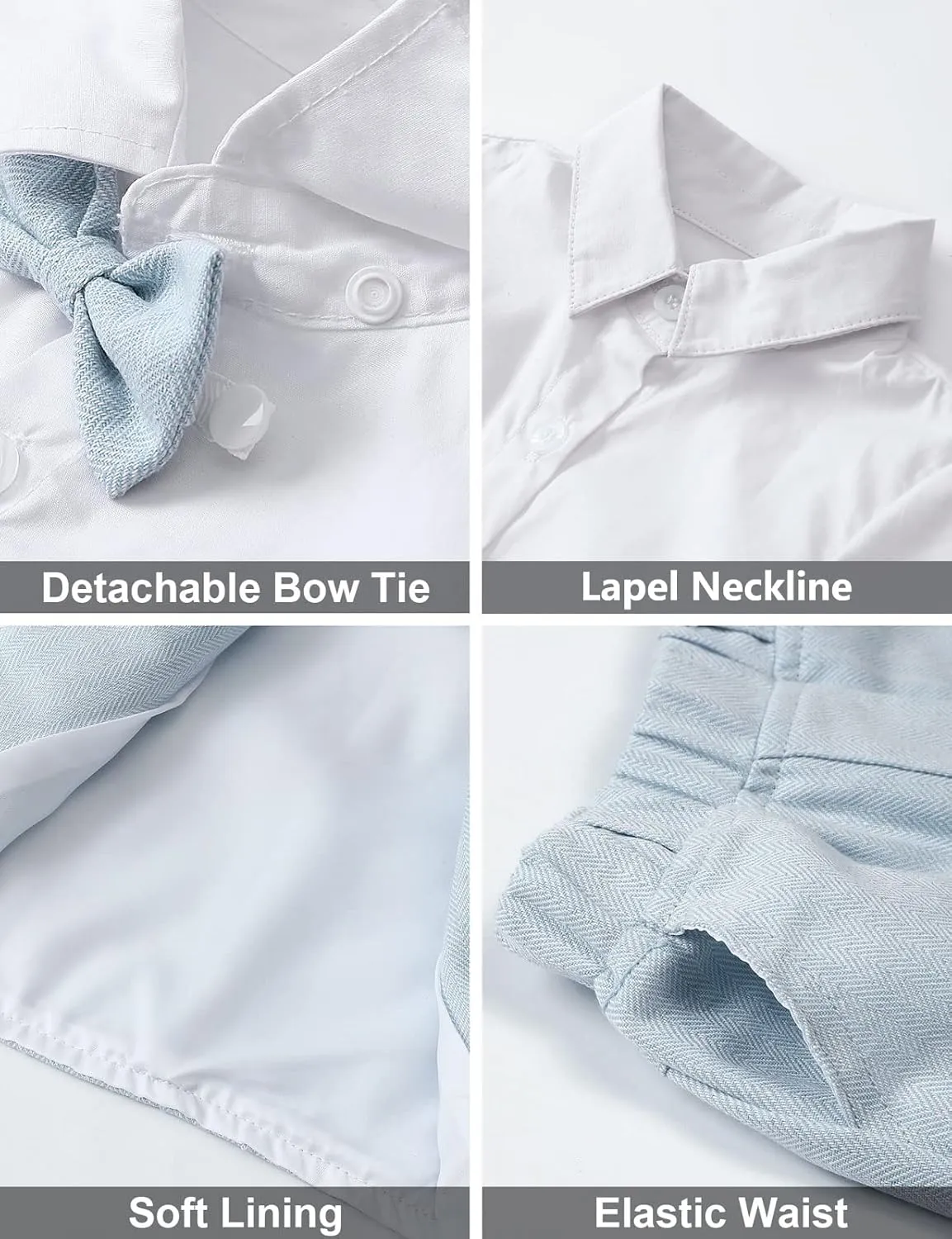 A&J DESIGN 5pcs Baby & Toddler Suit, 12 Months - 6 Years, Shirt & Shorts & Vest & Bow Tie
