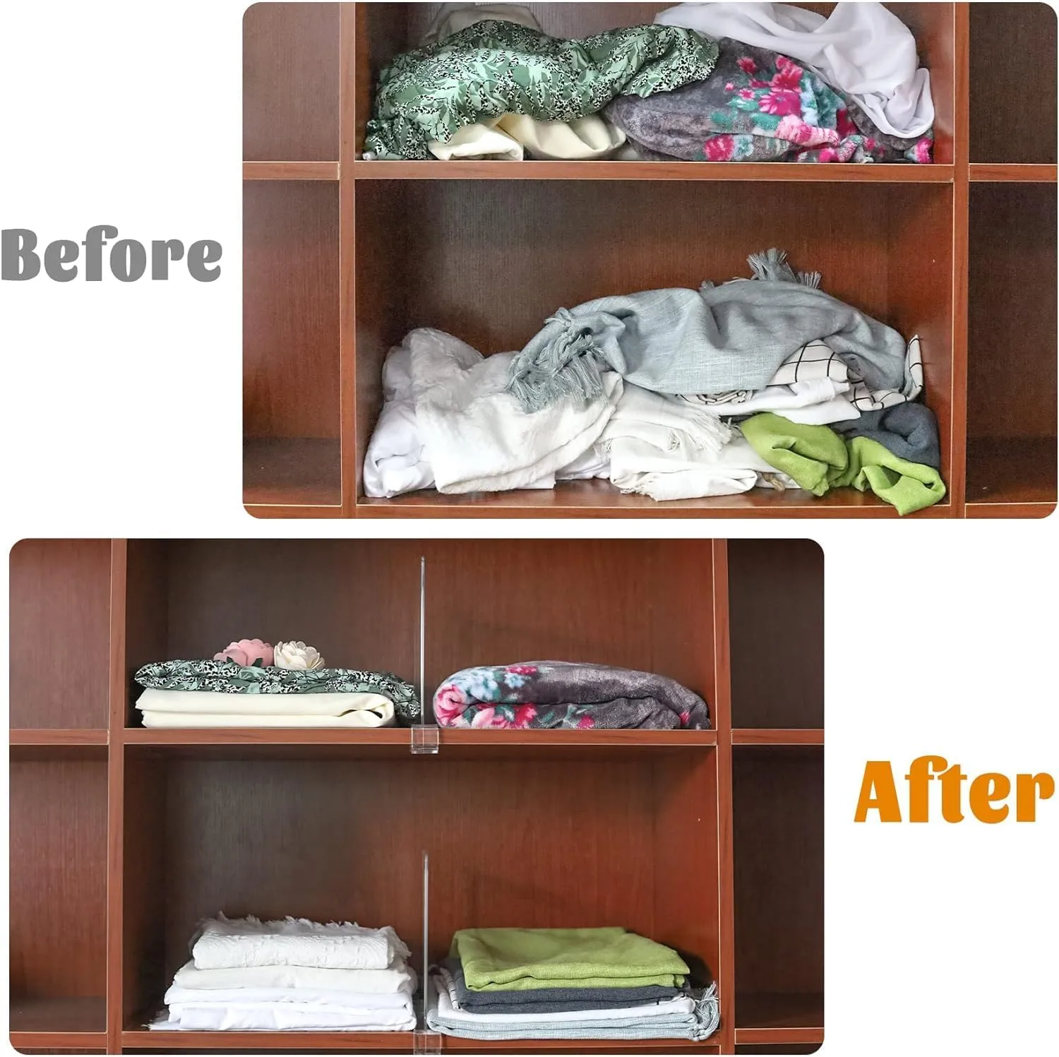 Acrylic Shelf Dividers for Closet Organization, Closet Shelf Organizer Closet Separator for Wood Shelves Clear Shelf Dividers for Closets (12 Pack)