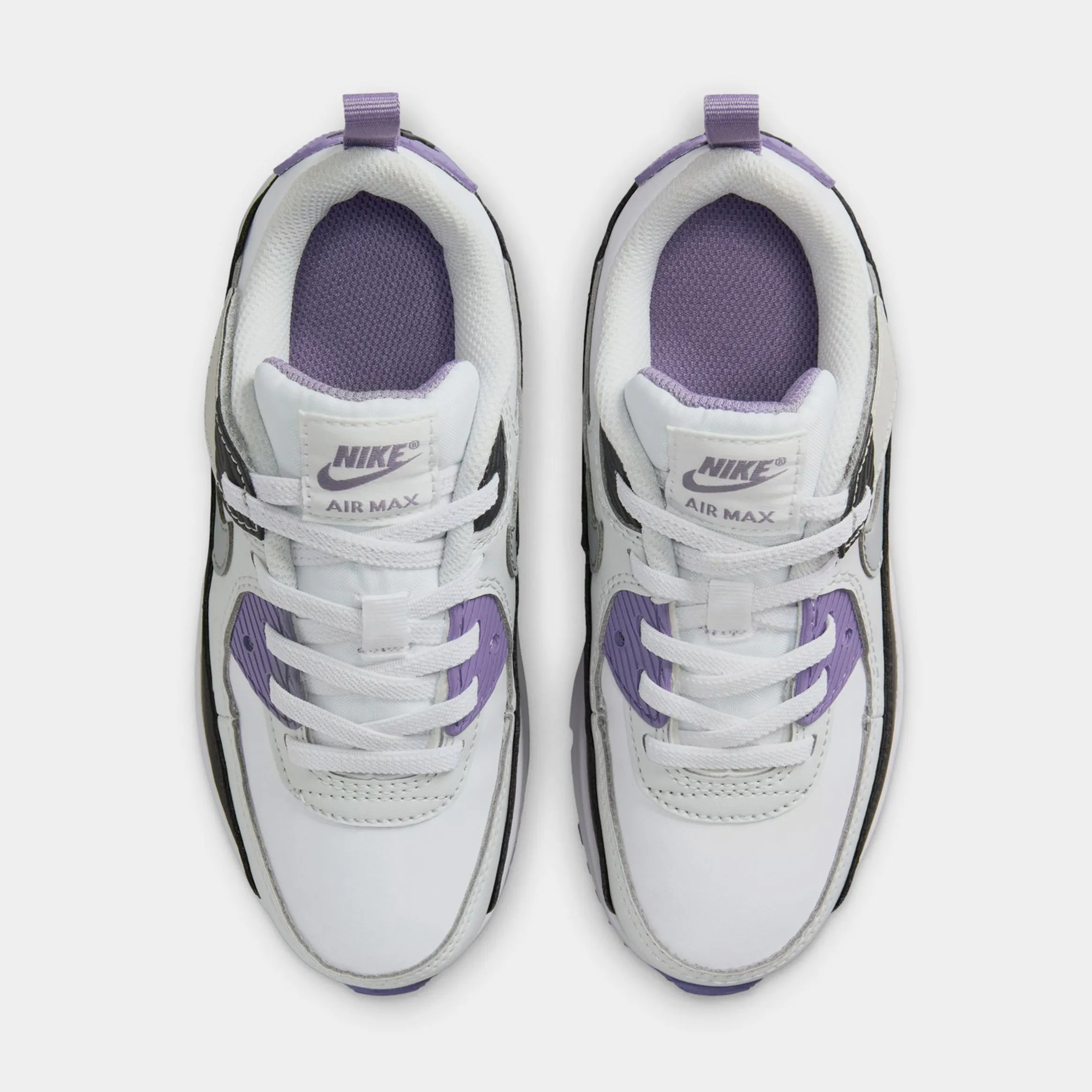 Air Max 90 EasyOn Preschool Running Shoes (White/Light Grey/Dusty Amethyst)