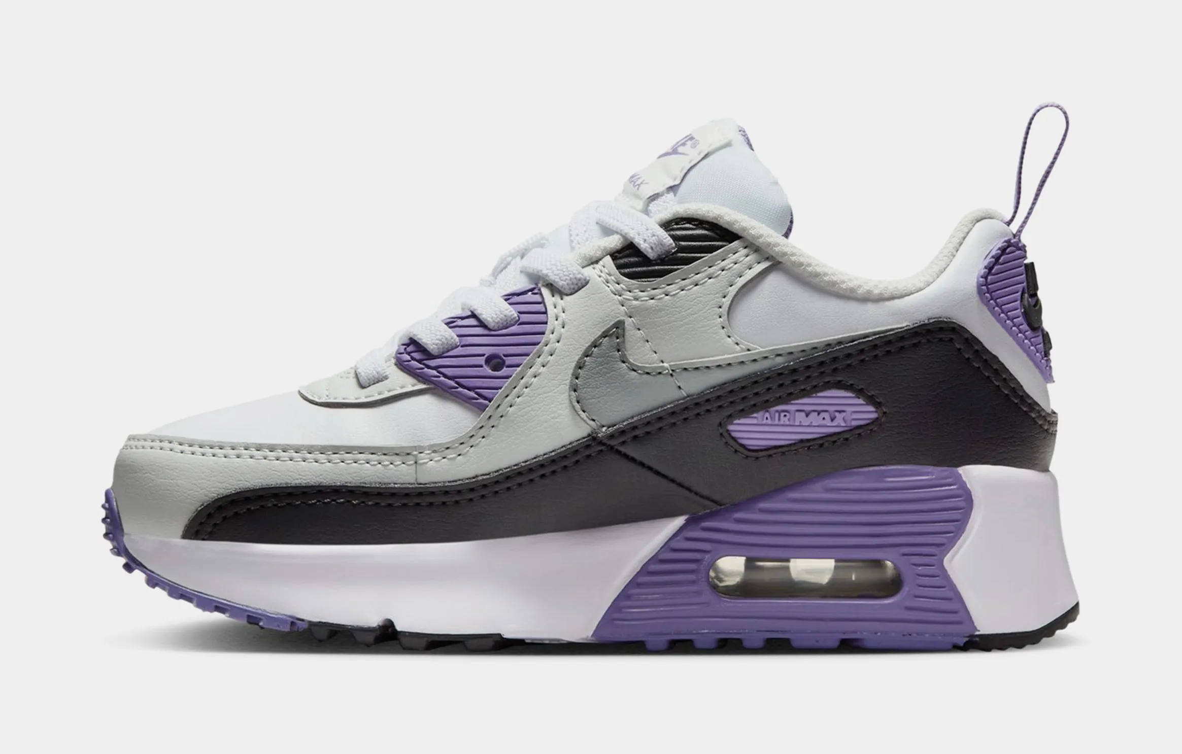 Air Max 90 EasyOn Preschool Running Shoes (White/Light Grey/Dusty Amethyst)