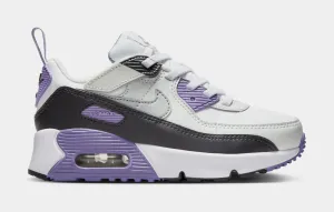 Air Max 90 EasyOn Preschool Running Shoes (White/Light Grey/Dusty Amethyst)