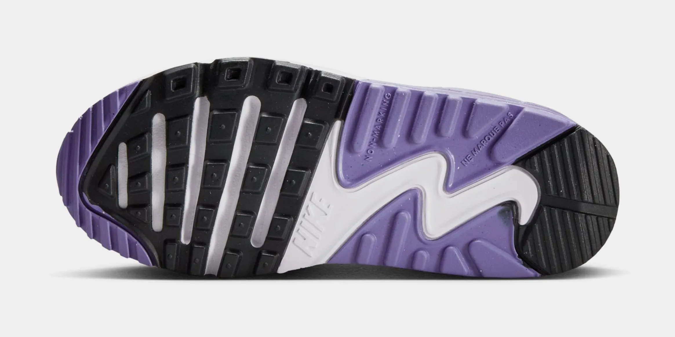 Air Max 90 EasyOn Preschool Running Shoes (White/Light Grey/Dusty Amethyst)