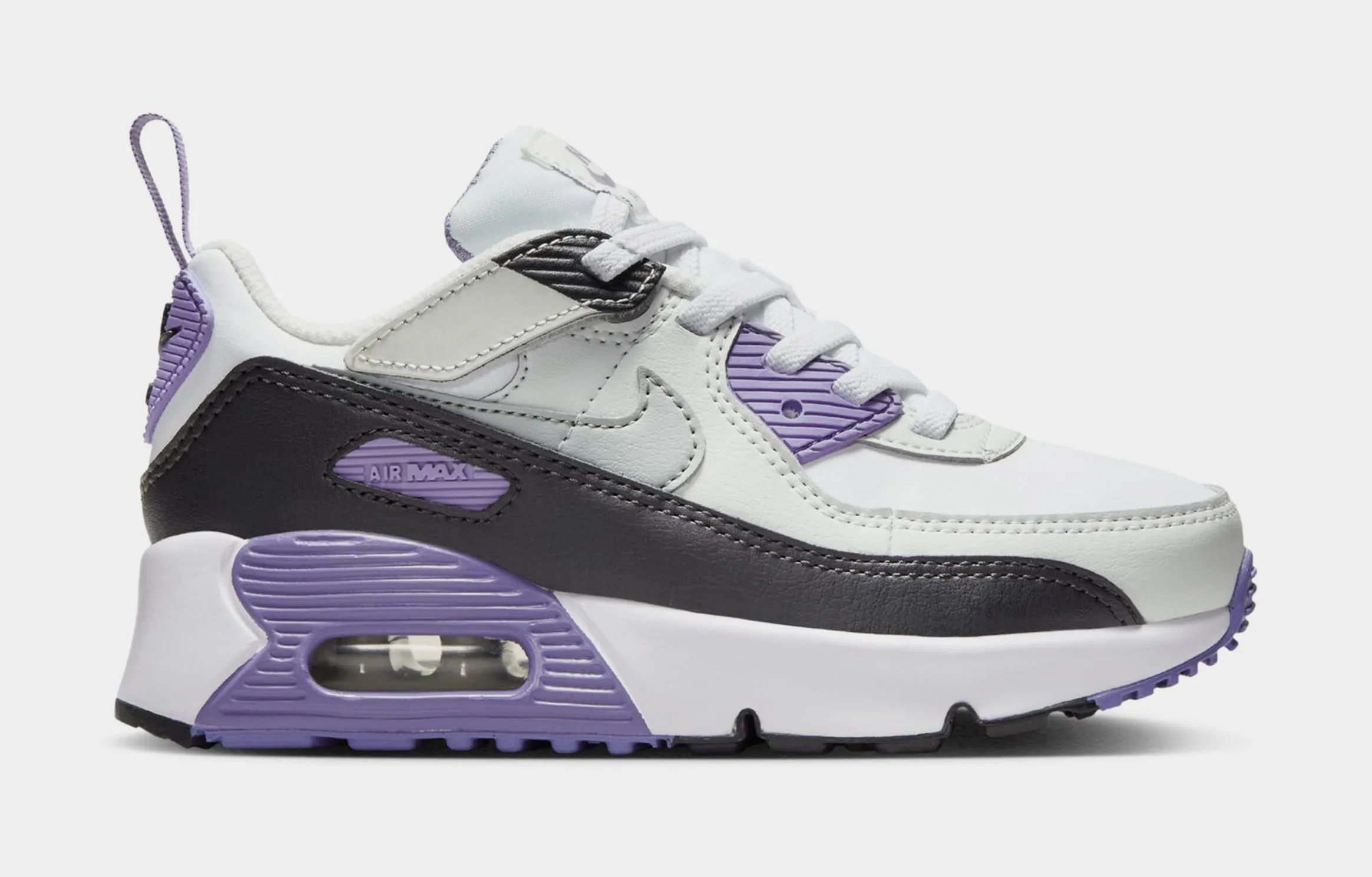 Air Max 90 EasyOn Preschool Running Shoes (White/Light Grey/Dusty Amethyst)