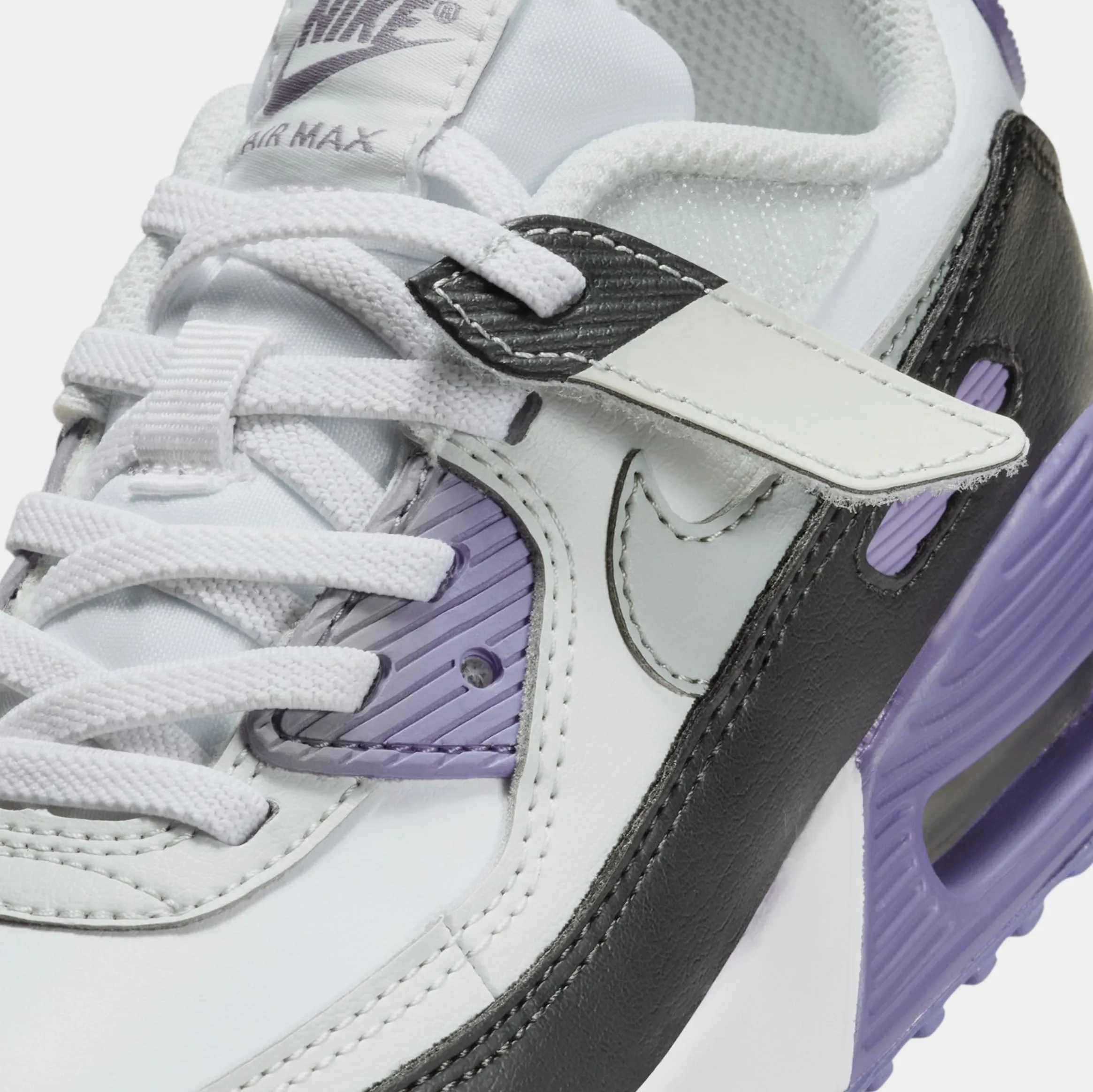 Air Max 90 EasyOn Preschool Running Shoes (White/Light Grey/Dusty Amethyst)
