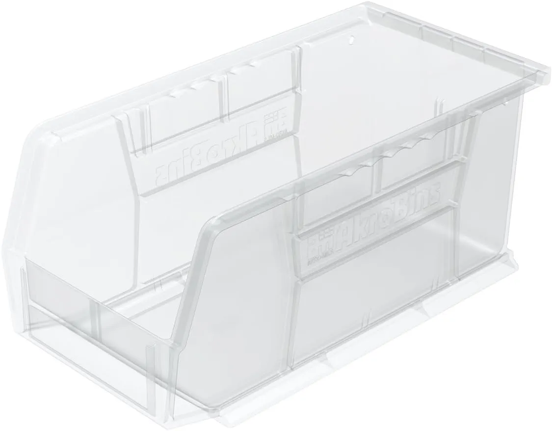 Akro-Mils 30230 AkroBins Plastic Storage Bins, Space-Saving Stackable Bins for Garage, Pantry, Craft Organization, 11-Inch x 5-Inch x 5-Inch, Clear, 12-Pack