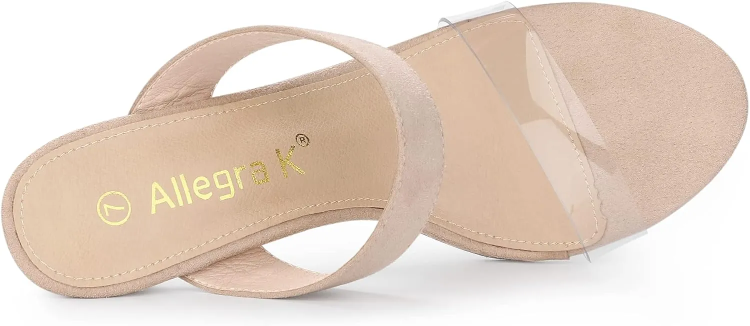 Allegra K Women's Clear Strap Stiletto Heel Slides Sandals