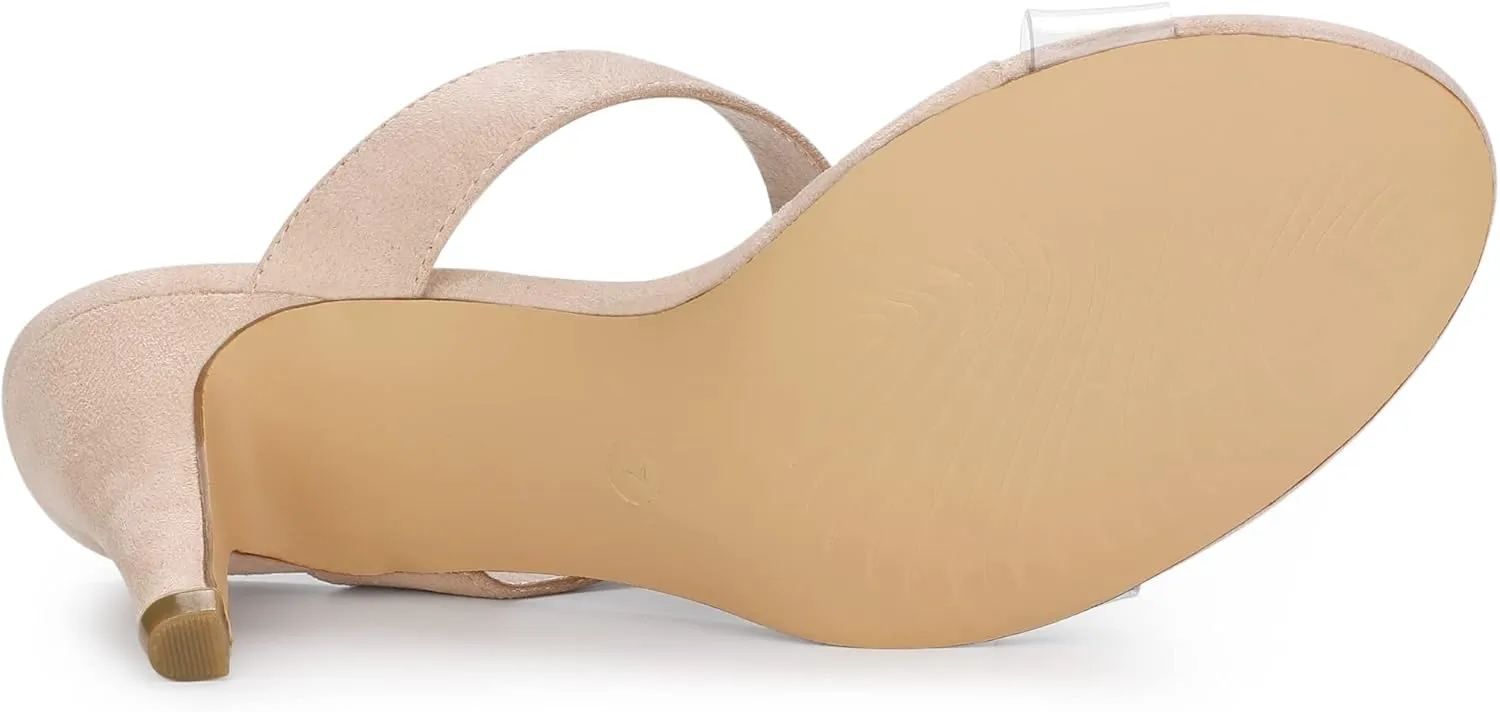 Allegra K Women's Clear Strap Stiletto Heel Slides Sandals