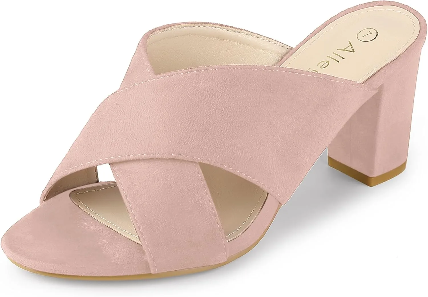 Allegra K Women's Crisscross Strap Block Heel Slide Sandals