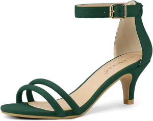 Allegra K Women's Kitten Heel Ankle Strap Sandals Shoes