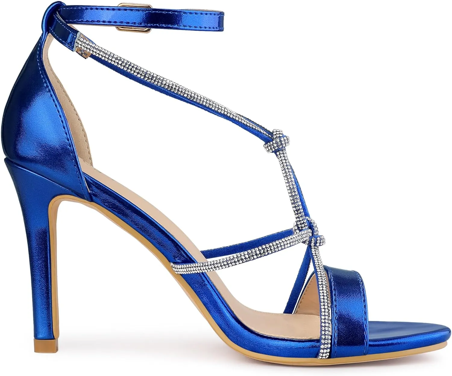 Allegra K Women's Rhinestone Knot Strap Stiletto Heels Sandals
