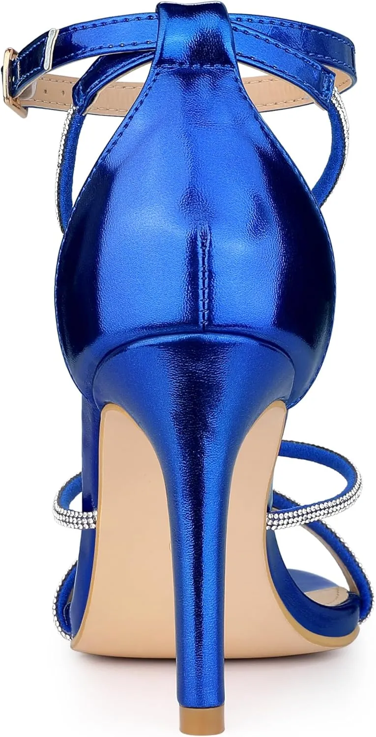 Allegra K Women's Rhinestone Knot Strap Stiletto Heels Sandals