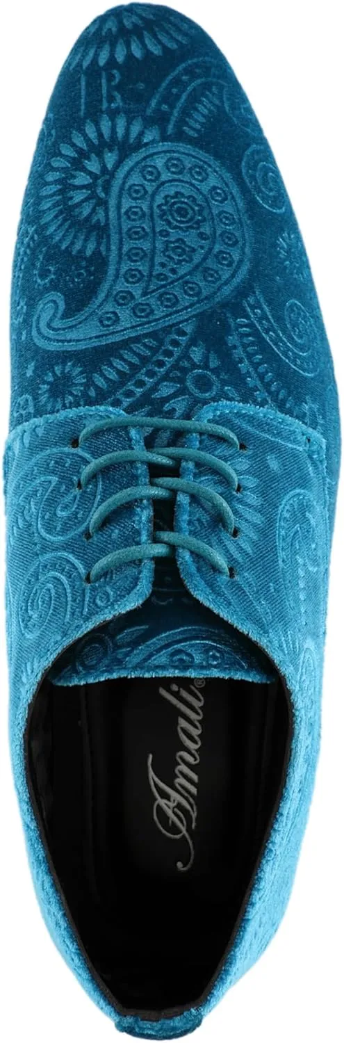 Amali Chadwick, Mens Dress Shoes - Lace Up Oxford Shoes for Men - Tuxedo Shoes, Paisley Pattern, Metal Tip, Mens Designer Shoes