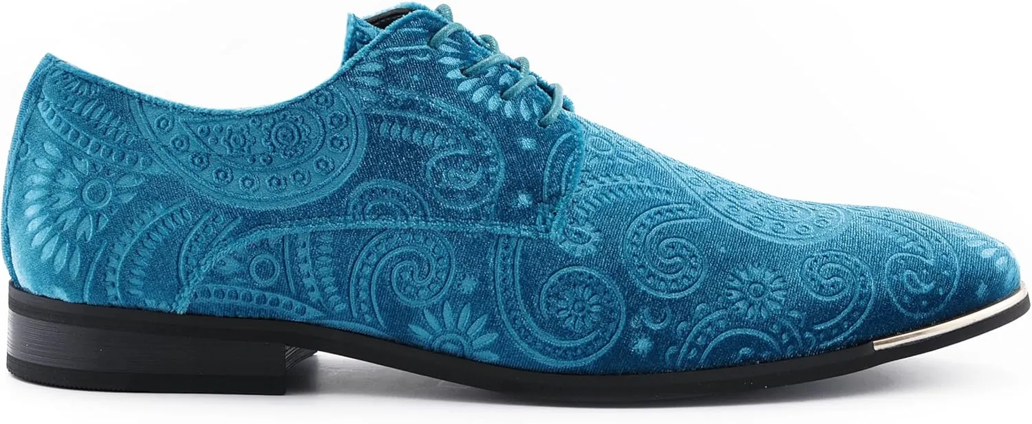 Amali Chadwick, Mens Dress Shoes - Lace Up Oxford Shoes for Men - Tuxedo Shoes, Paisley Pattern, Metal Tip, Mens Designer Shoes