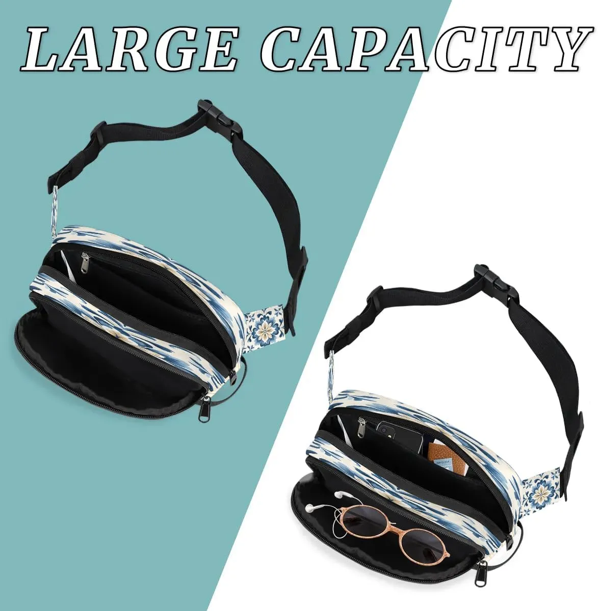Art Abstract Pattern Fanny Packs for Women Men Waterproof Waist Bag with Adjustable Strap Belt Bag for Travel Running Hiking