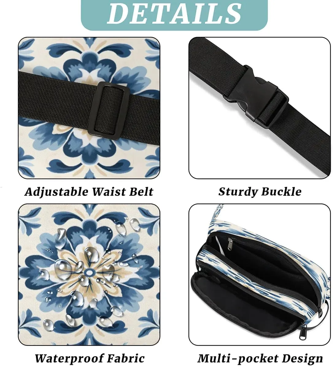 Art Abstract Pattern Fanny Packs for Women Men Waterproof Waist Bag with Adjustable Strap Belt Bag for Travel Running Hiking