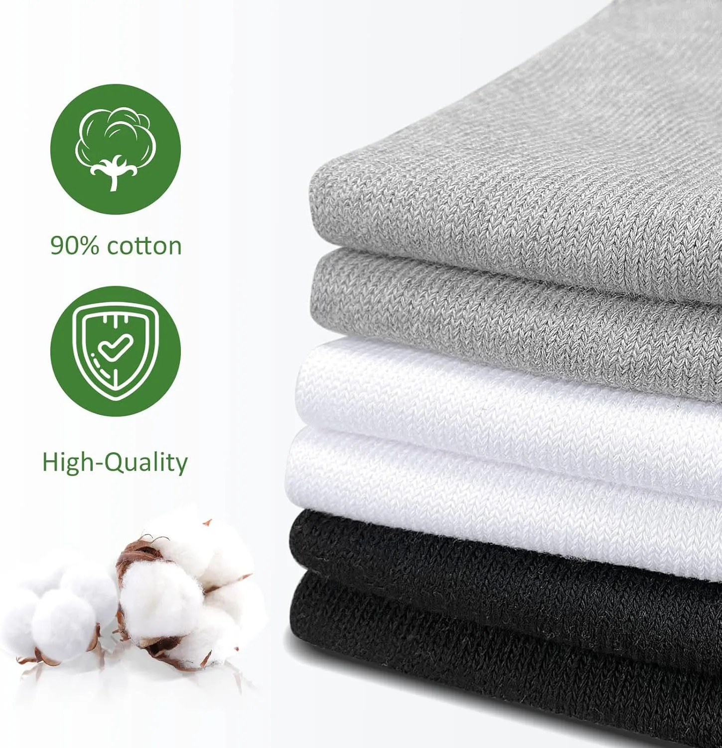 Artfasion Extra Wide Socks for Swollen Feet: 3 Pairs Wide Bariatric Non-Binding Diabetic Hospital Socks for Men Women 9-15
