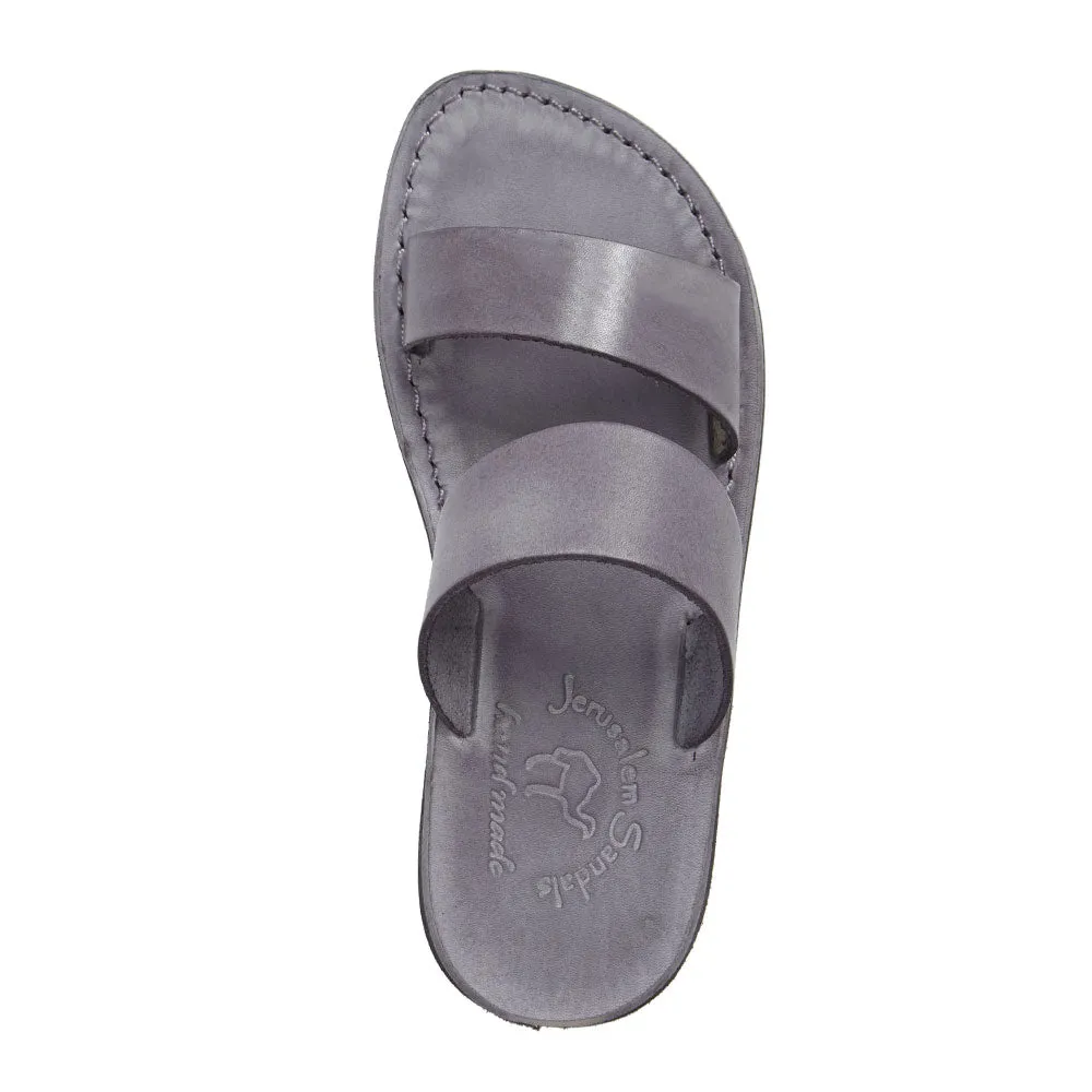 Aviv - Leather Wide Strap Sandal | Grey