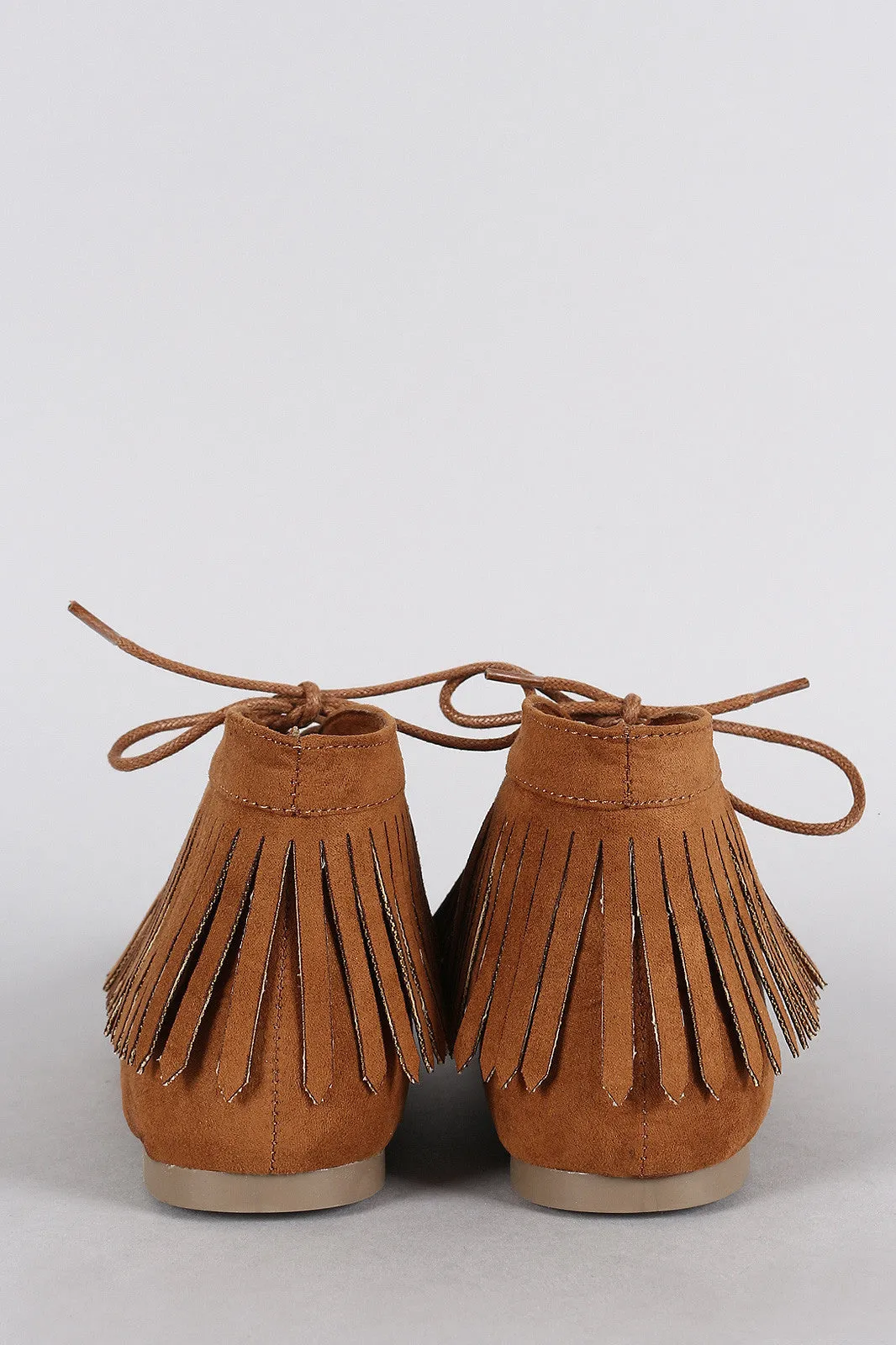 Bamboo Booties Round Fringe Massive price drop Lace Up Toe Moccasin Suede Flat Anti-slip