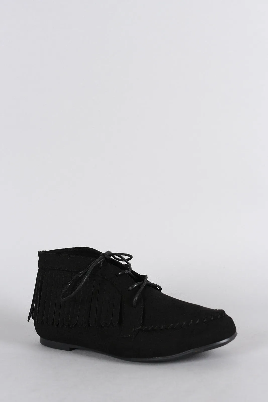Bamboo Booties Round Fringe Massive price drop Lace Up Toe Moccasin Suede Flat Anti-slip