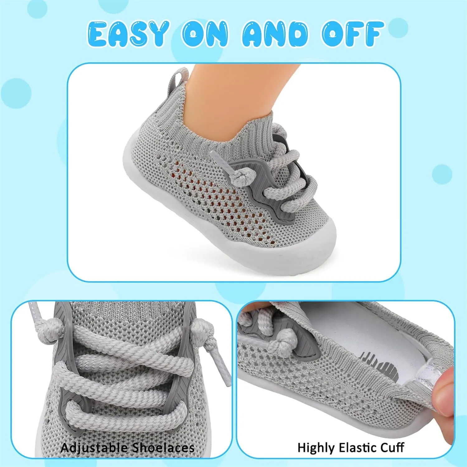 BARERUN Baby Shoes Baby First Walking Shoes Infant Sneakers Wide Barefoot Slip on Soft Sole Boys Girls Crib Shoe Toddler Breathable Lightweight House Socks