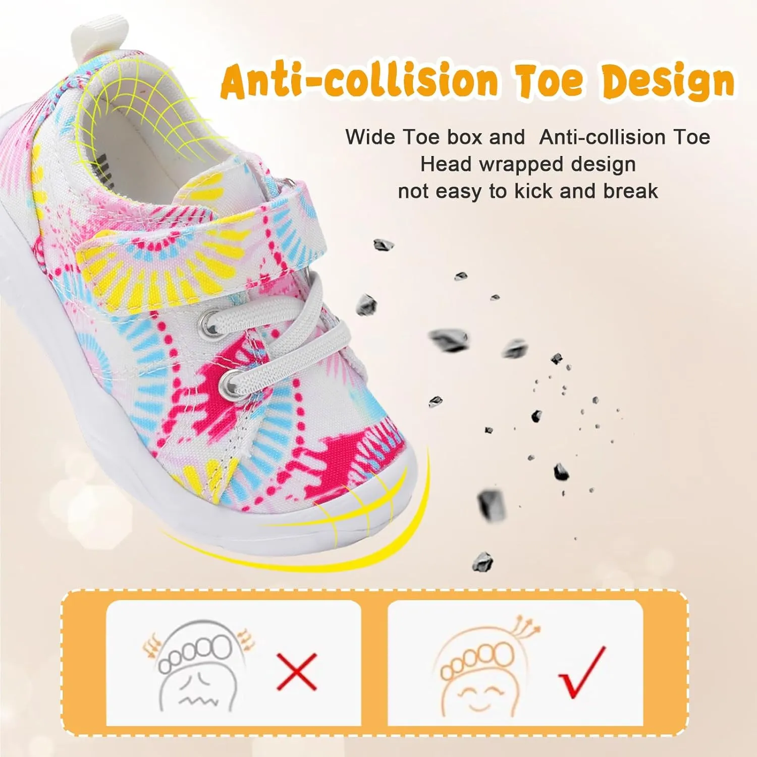 BARERUN Kids Canvas Shoes Running Shoes for Girls Boys Wide Toe Box Barefoot Toddler Sneakers Girls Boys School Shoes Non-Slip Toddler Tennis Shoes