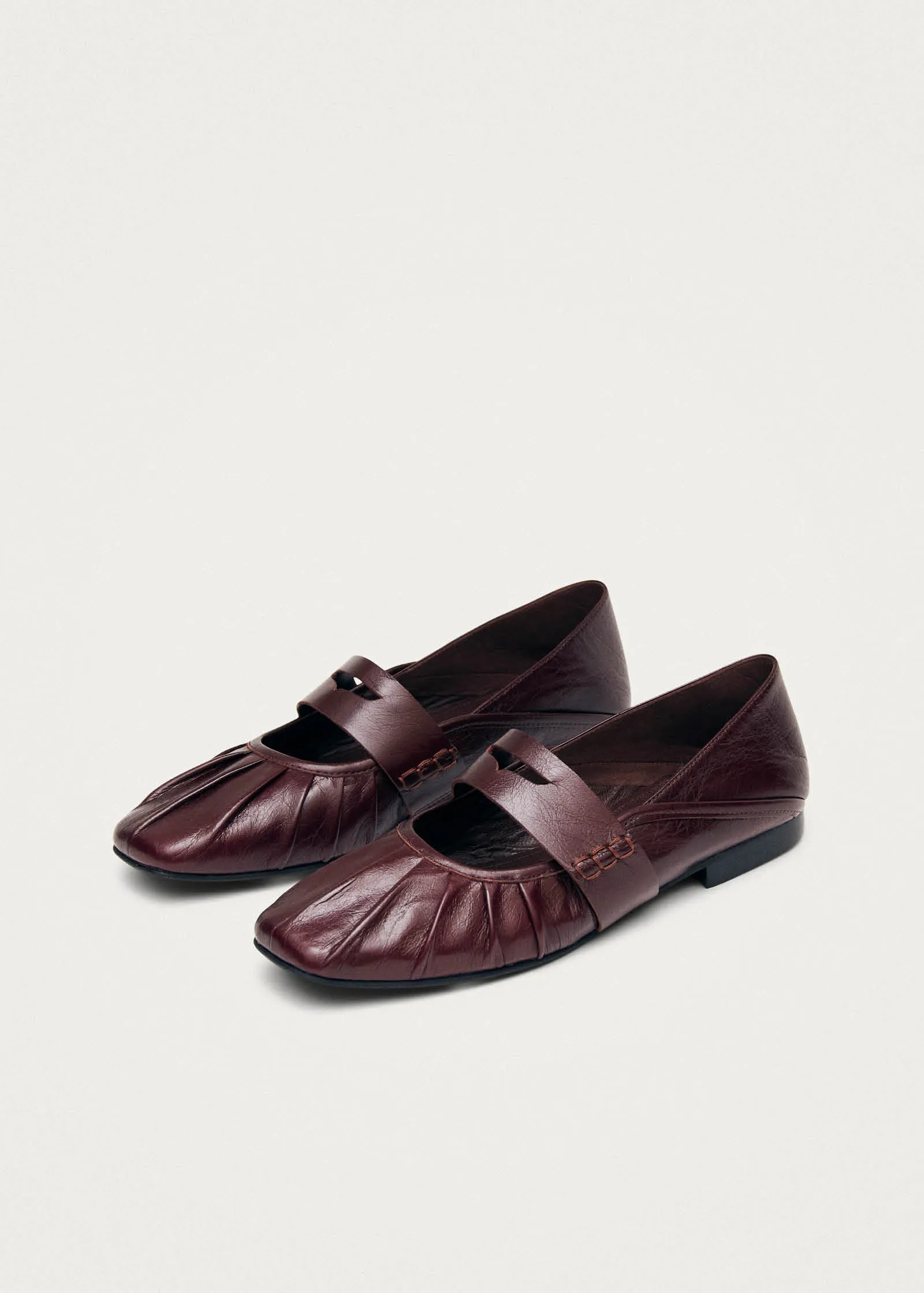 Bargo Burgundy Leather Ballet Flats