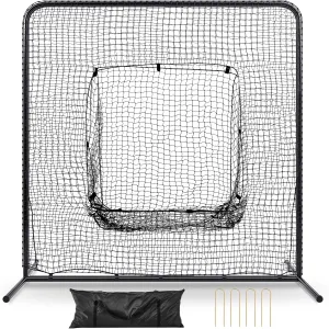 Baseball Softball Practice Net 7×7ft Batting Hitting Net Pitching Screen Portable Training Equipment with Exclusive Storage Bag for Practice Pitching, Batting, Great for Skill Levels