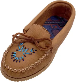 Bastien Industries Women's Moose Hide Leather Beaded Moccasin Shoes