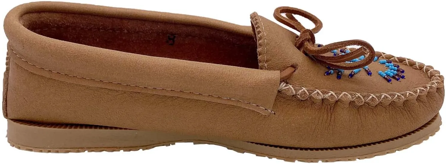 Bastien Industries Women's Moose Hide Leather Beaded Moccasin Shoes