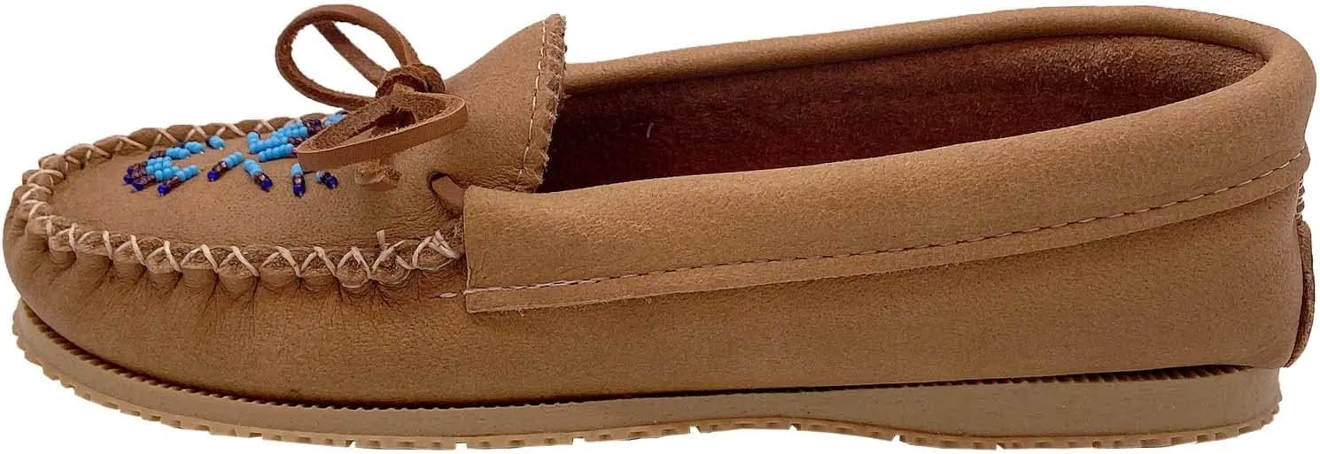 Bastien Industries Women's Moose Hide Leather Beaded Moccasin Shoes
