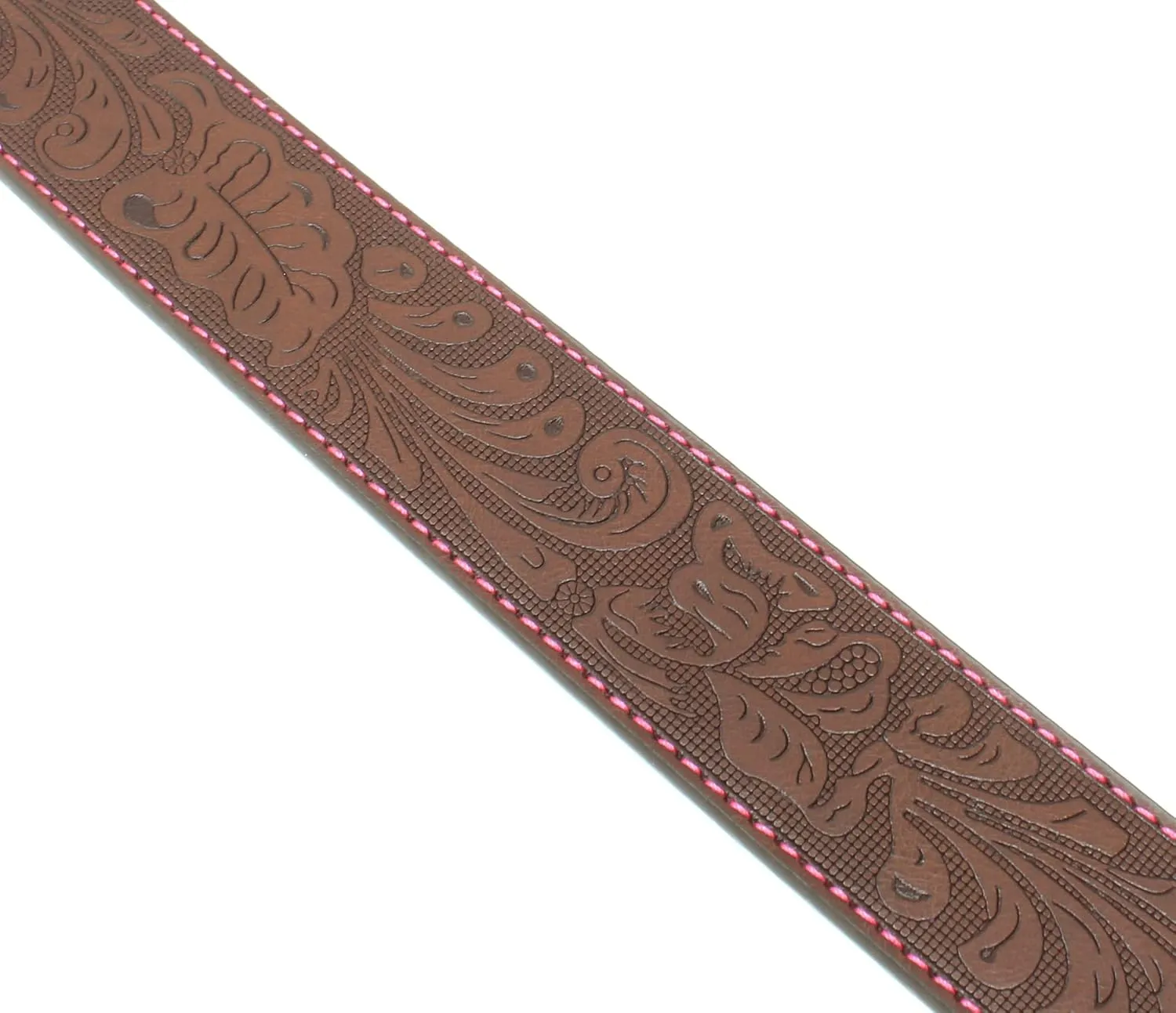 BC Belts Leather Belt Strap with Colored Stitching and Embossed Western Scrollwork 1.5" Wide with Snaps