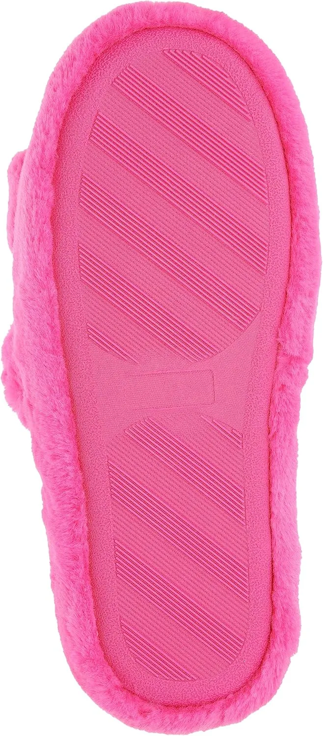 BCBGeneration Slippers for Women, Single Band Plush Slides, Size 5-6 to 9-10