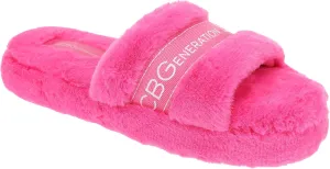 BCBGeneration Slippers for Women, Single Band Plush Slides, Size 5-6 to 9-10