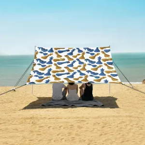 Beach Shade Tent with UPF50  UV Protection,Blue Yellow Chess Pieces Lightweight Camping Sun Shelter for Outdoor,Camping Trips, Fishing, Backyard,Picnics,Easy Set Up and Carry 9x10.5 FT