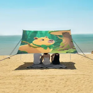 Beach Shade Tent with UPF50  UV Protection,Capybara Large Green Mushroom Lightweight Camping Sun Shelter for Outdoor,Camping Trips, Fishing, Backyard,Picnics,Easy Set Up and Carry 9x10.5 FT