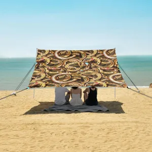 Beach Shade Tent with UPF50  UV Protection,Cartoon Bright Gold Horseshoes Lightweight Camping Sun Shelter for Outdoor,Camping Trips, Fishing, Backyard,Picnics,Easy Set Up and Carry 9x10.5 FT