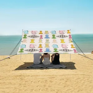 Beach Shade Tent with UPF50  UV Protection,Cartoon Chess Seamless Pattern Lightweight Camping Sun Shelter for Outdoor,Camping Trips, Fishing, Backyard,Picnics,Easy Set Up and Carry 9x10.5 FT