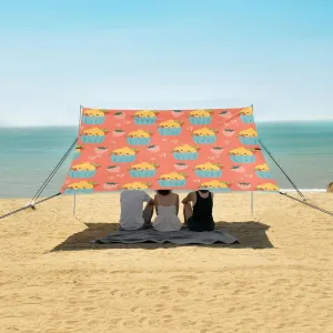 Beach Shade Tent with UPF50  UV Protection,Cartoon Cupcake with Chick Lightweight Camping Sun Shelter for Outdoor,Camping Trips, Fishing, Backyard,Picnics,Easy Set Up and Carry 9x10.5 FT