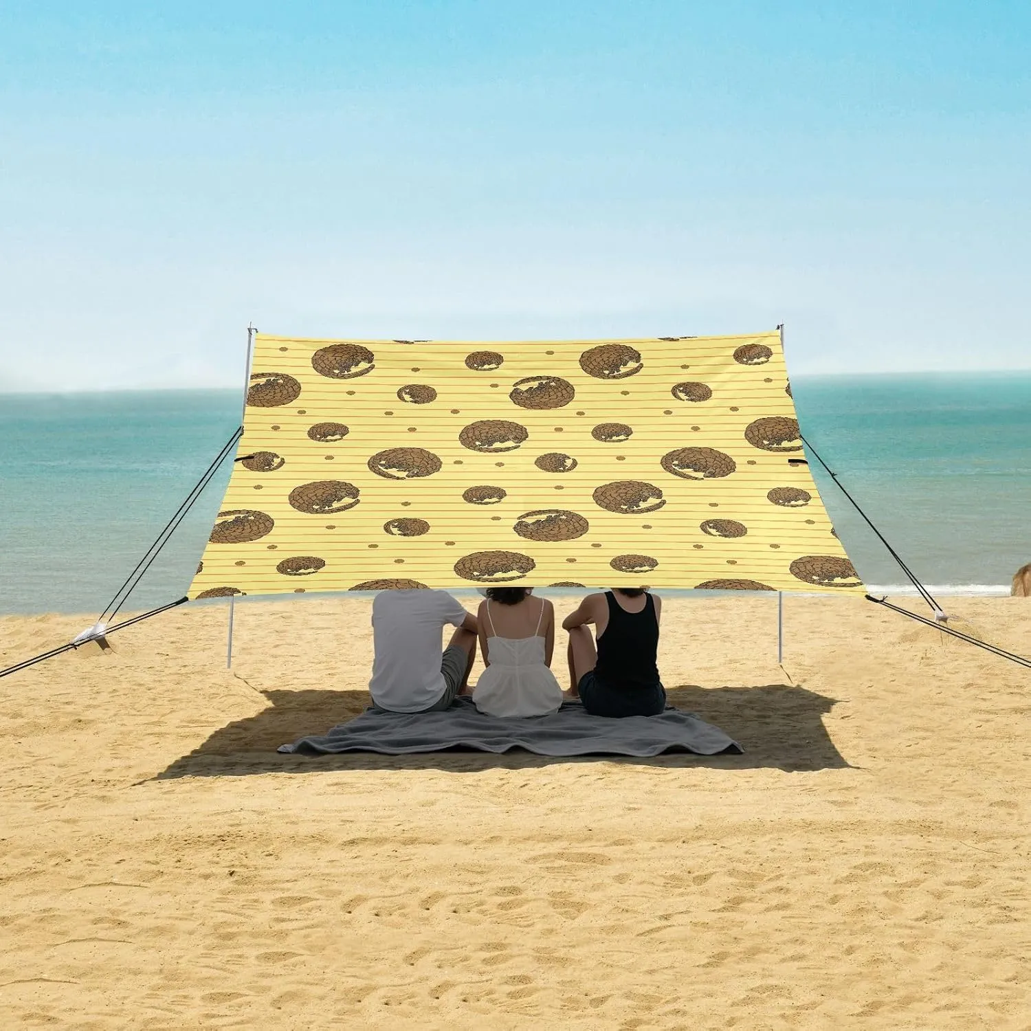 Beach Shade Tent with UPF50  UV Protection,Cartoon Pangolin Lightweight Camping Sun Shelter for Outdoor,Camping Trips, Fishing, Backyard,Picnics,Easy Set Up and Carry 9x10.5 FT