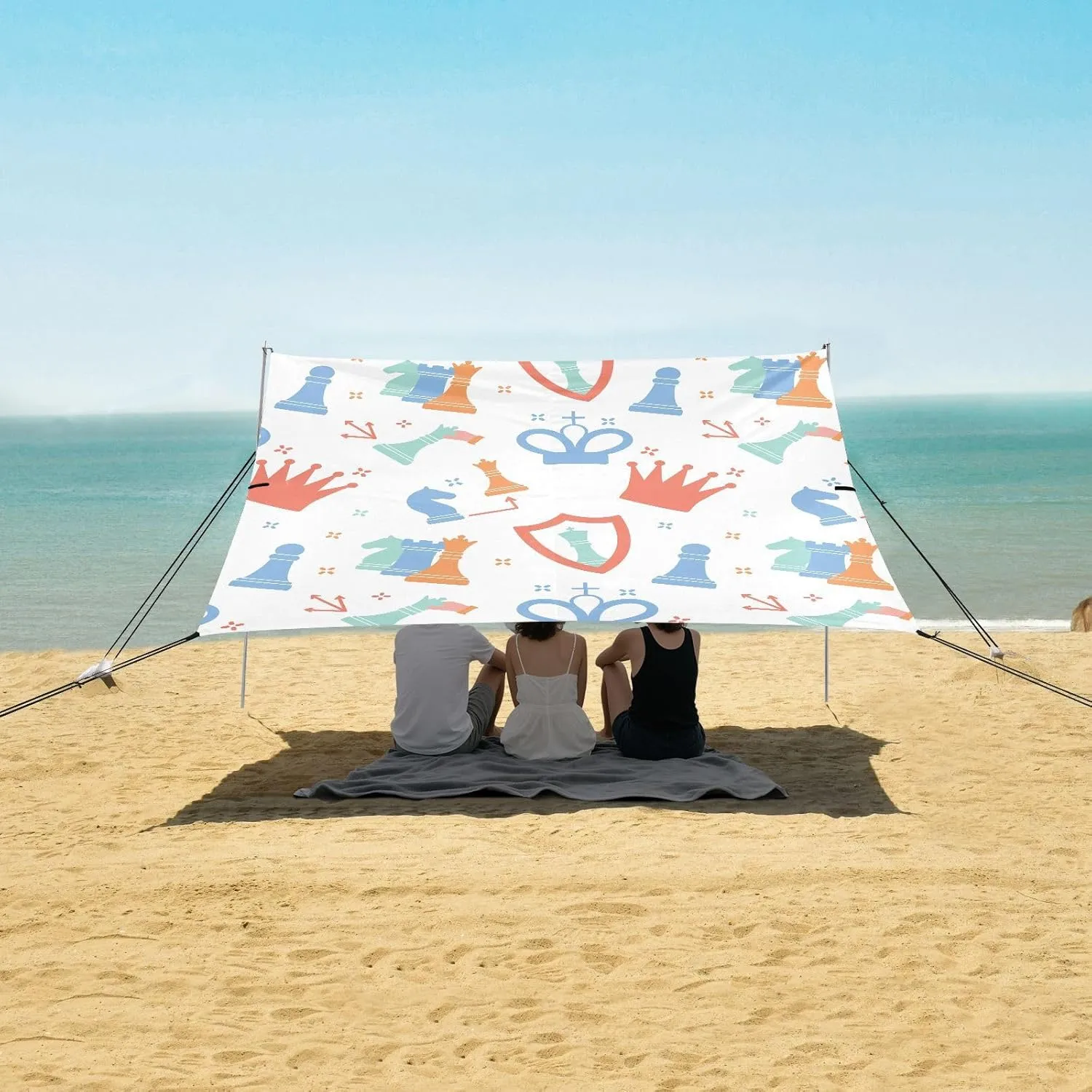 Beach Shade Tent with UPF50  UV Protection,Chess Color Seamless Pattern Lightweight Camping Sun Shelter for Outdoor,Camping Trips, Fishing, Backyard,Picnics,Easy Set Up and Carry 9x10.5 FT