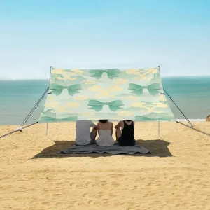 Beach Shade Tent with UPF50  UV Protection,Chinese Style Green Bows Lightweight Camping Sun Shelter for Outdoor,Camping Trips, Fishing, Backyard,Picnics,Easy Set Up and Carry 9x10.5 FT
