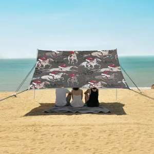 Beach Shade Tent with UPF50  UV Protection,Equestrian Jockey Pattern Lightweight Camping Sun Shelter for Outdoor,Camping Trips, Fishing, Backyard,Picnics,Easy Set Up and Carry 9x10.5 FT